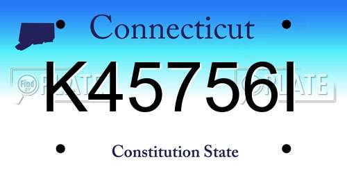 K45756I Connecticut License Plate