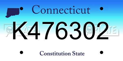 K476302 Connecticut License Plate