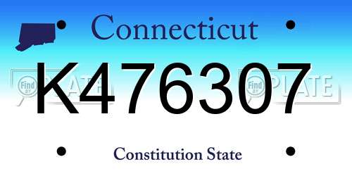 K476307 Connecticut License Plate