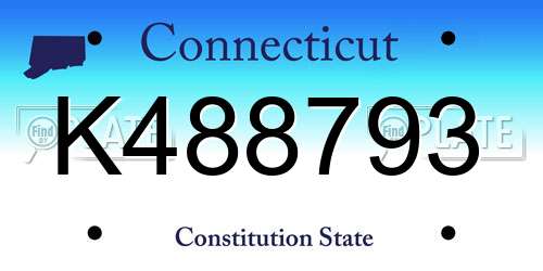 K488793 Connecticut License Plate