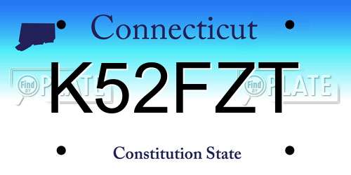 K52FZT Connecticut License Plate