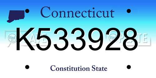 K533928 Connecticut License Plate