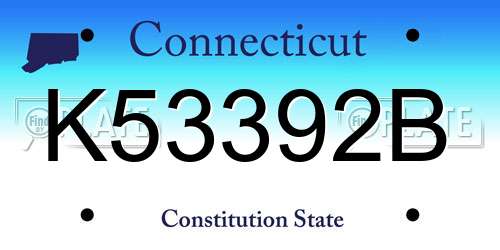 K53392B Connecticut License Plate