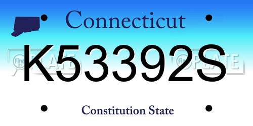 K53392S Connecticut License Plate