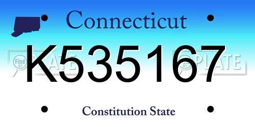 K535167 Connecticut License Plate