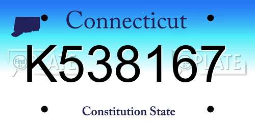 K538167 Connecticut License Plate