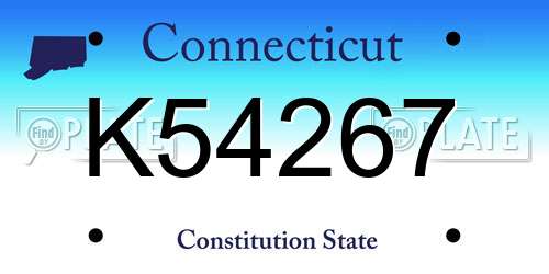 K54267 Connecticut License Plate