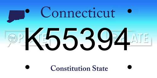 K55394 Connecticut License Plate