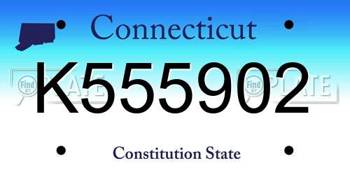 K555902 Connecticut License Plate