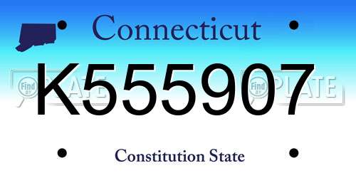 K555907 Connecticut License Plate