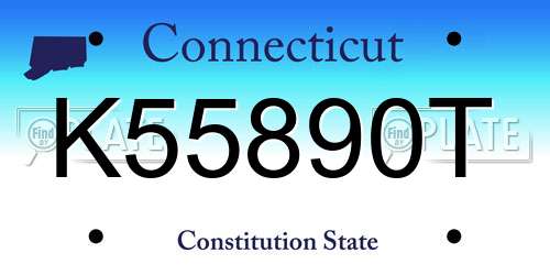 K55890T Connecticut License Plate