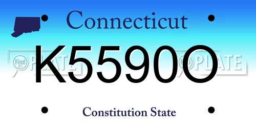 K5590O Connecticut License Plate