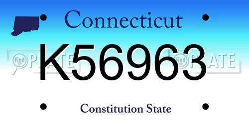 K56963 Connecticut License Plate