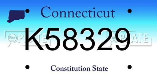 K58329 Connecticut License Plate