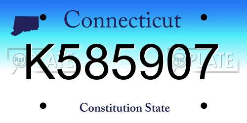 K585907 Connecticut License Plate