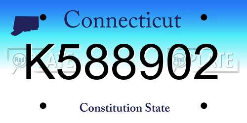 K588902 Connecticut License Plate