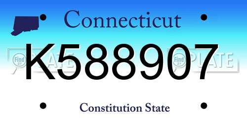 K588907 Connecticut License Plate