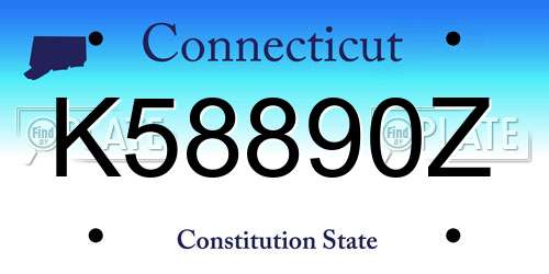 K58890Z Connecticut License Plate