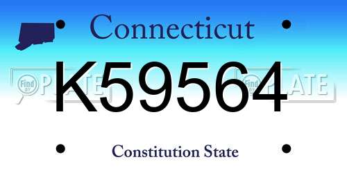 K59564 Connecticut License Plate