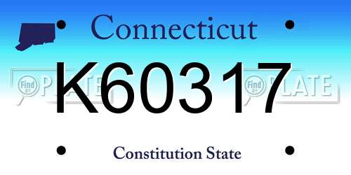 K60317 Connecticut License Plate