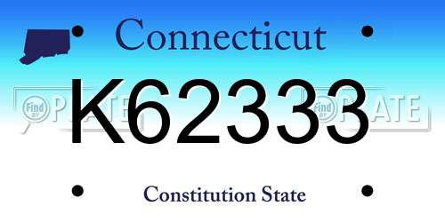 K62333 Connecticut License Plate