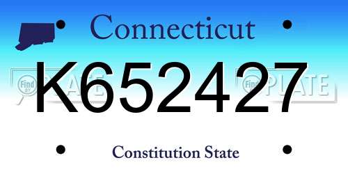 K652427 Connecticut License Plate