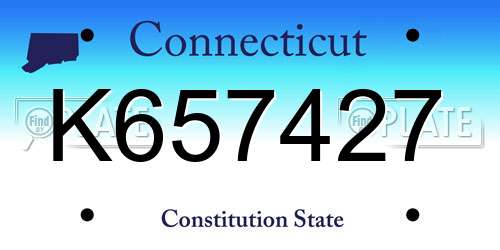 K657427 Connecticut License Plate