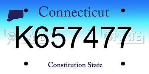 K657477 Connecticut License Plate