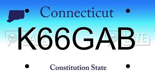 K66GAB Connecticut License Plate
