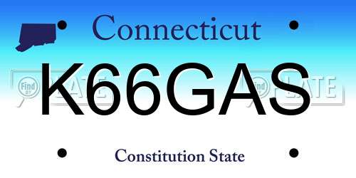 K66GAS Connecticut License Plate