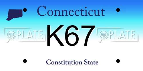 K67 Connecticut License Plate