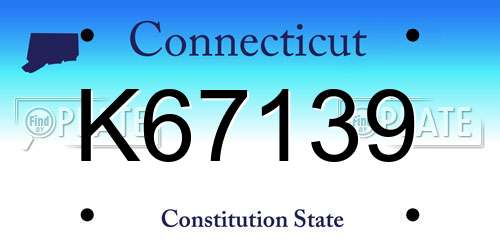 K67139 Connecticut License Plate