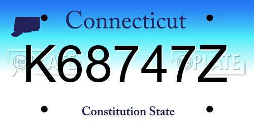 K68747Z Connecticut License Plate