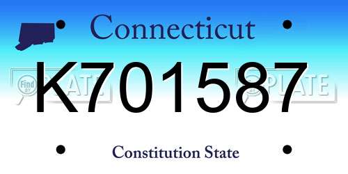 K701587 Connecticut License Plate
