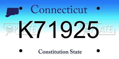 K71925 Connecticut License Plate