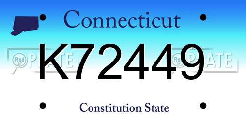 K72449 Connecticut License Plate
