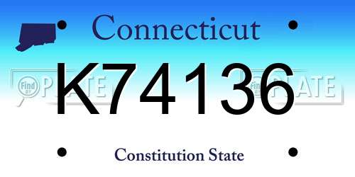 K74136 Connecticut License Plate