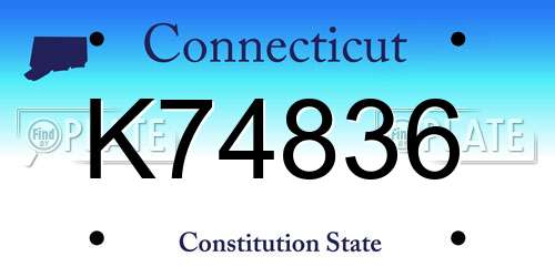 K74836 Connecticut License Plate