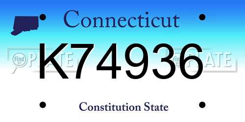 K74936 Connecticut License Plate