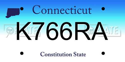 K766RA Connecticut License Plate