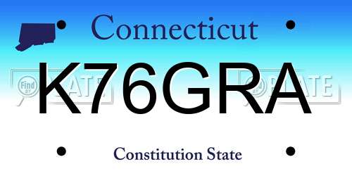 K76GRA Connecticut License Plate