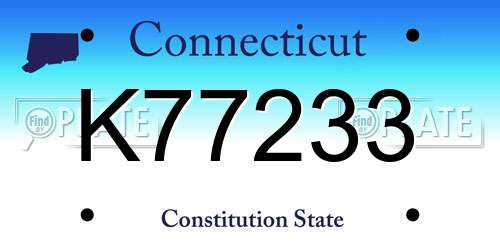 K77233 Connecticut License Plate