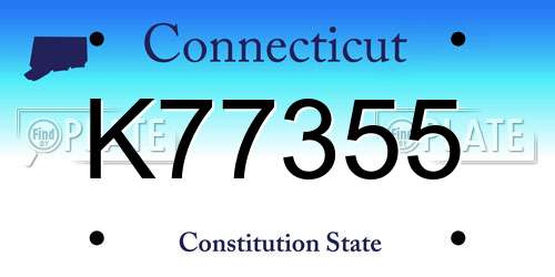 K77355 Connecticut License Plate
