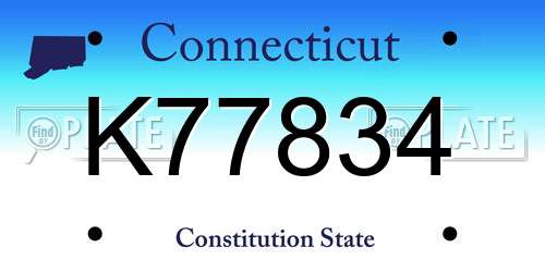 K77834 Connecticut License Plate