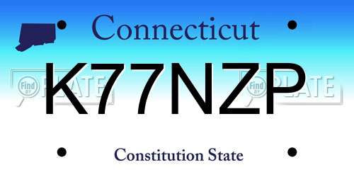 K77NZP Connecticut License Plate