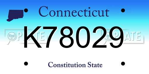 K78029 Connecticut License Plate