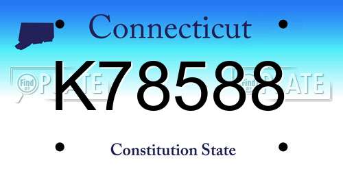 K78588 Connecticut License Plate