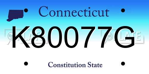 K80077G Connecticut License Plate