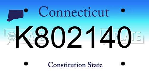 K802140 Connecticut License Plate