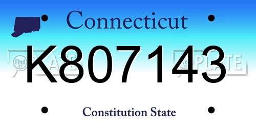 K807143 Connecticut License Plate